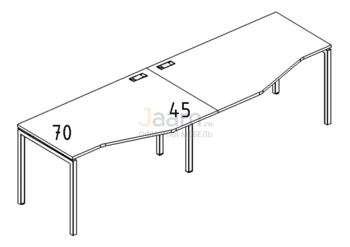 Мебель для персонала Рабочая станция со столами эргономичными "Техно"на металлокаркасе DUE Б2 065-2 БП