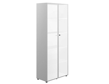 Шкаф высокий 2-дв. стекло мокка рама хром X7 IDEV86S K С 850x450x2140