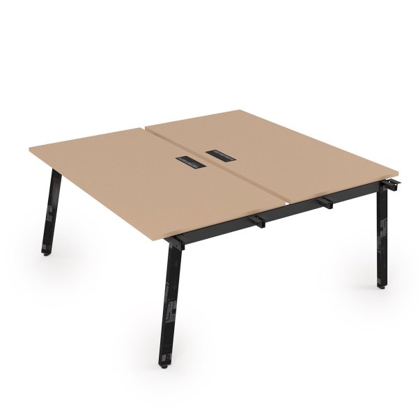 10БДН.278 Стол системы Бенч, сдвоенный, на 2 рабочих места - начальный (1200x1435x750) (MokkoЧерный глянец)