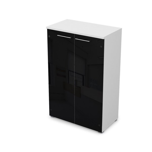 Шкаф средний со стеклом Gloss line 9НШ.017.7 800x450x1245 (Белый премиум)