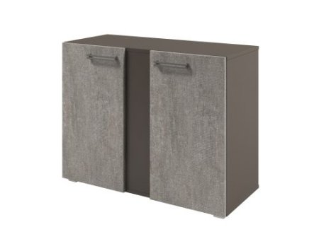 Стеллаж низкий с дверьми Solution D-75 950x414x714 (Бетон/Трюфель)