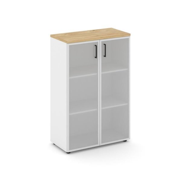 Шкаф средний широкий SN.STS.E-206 (796х400х1203) (Белый/Тиквуд Светлый/Сатин)