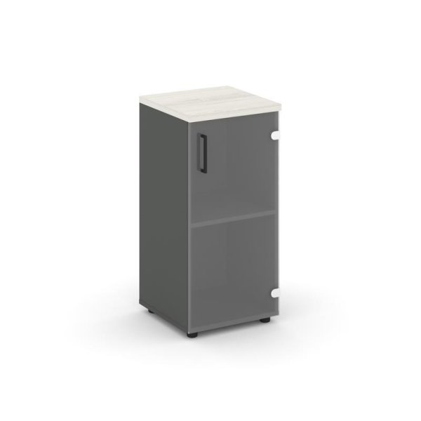 Шкаф низкий узкий SN.STU.E-302(R) (400х400х833) (Антрацит/Дуб Наварра/Прозрачный)