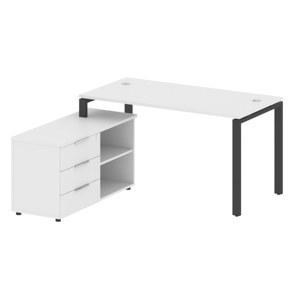 Рабочая станция с опорной тумбой левая Metal System Style БП.РС-СТС-2.3 Л 1500x1520x750