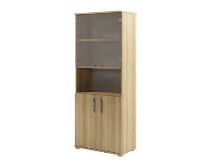 Шкаф высокий со стеклом Space S-677 800x430x2000 (Дуб телемарк)